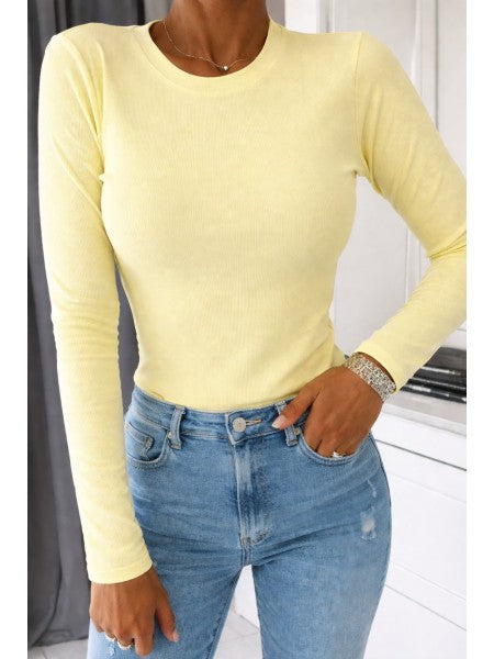 Bluzka Basic prążek cytryna