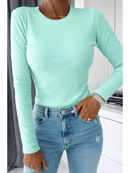 Bluzka Basic prążek mięta