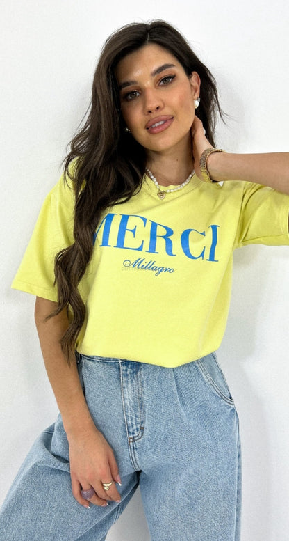 T-shirt Merci żółty