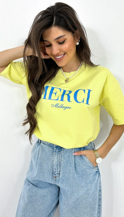 T-shirt Merci żółty