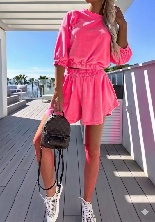 Komplet Soft Glam neon róż