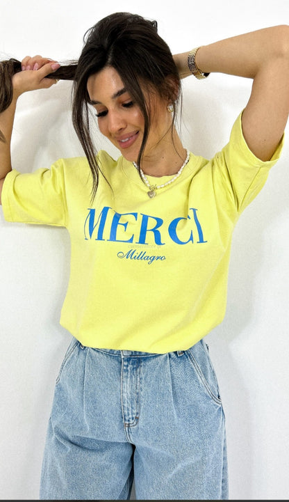 T-shirt Merci żółty