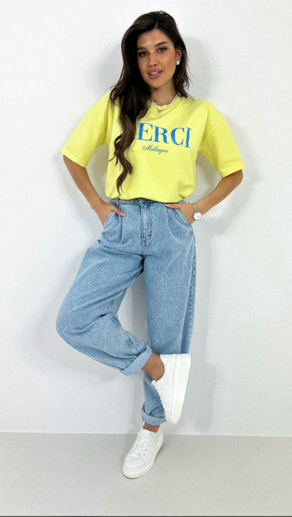 T-shirt Merci żółty